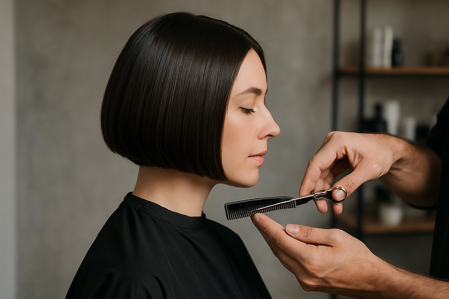 Precision haircut crafted by a master stylist at Philosophē Studio